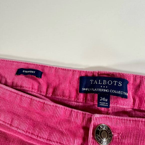 Talbots Women's 24W Simply Flattering Collection Pink Straight Corduroy Pants - Picture 3 of 6